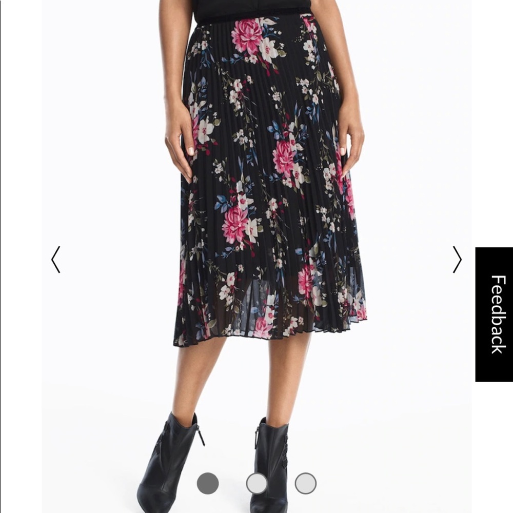 White House Black Market pleated floralprint skirt